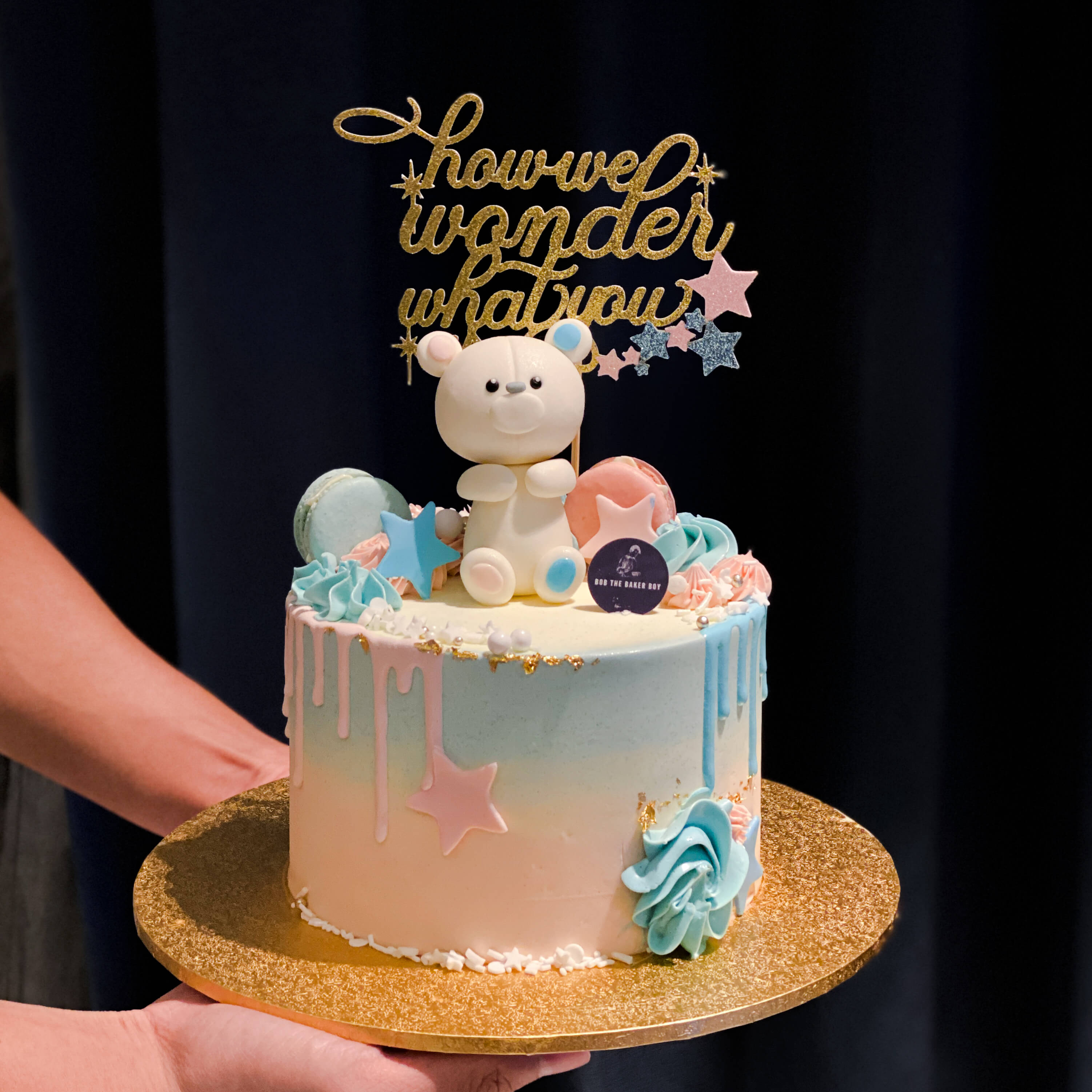 Cute Baby Bear Gender Reveal Cake